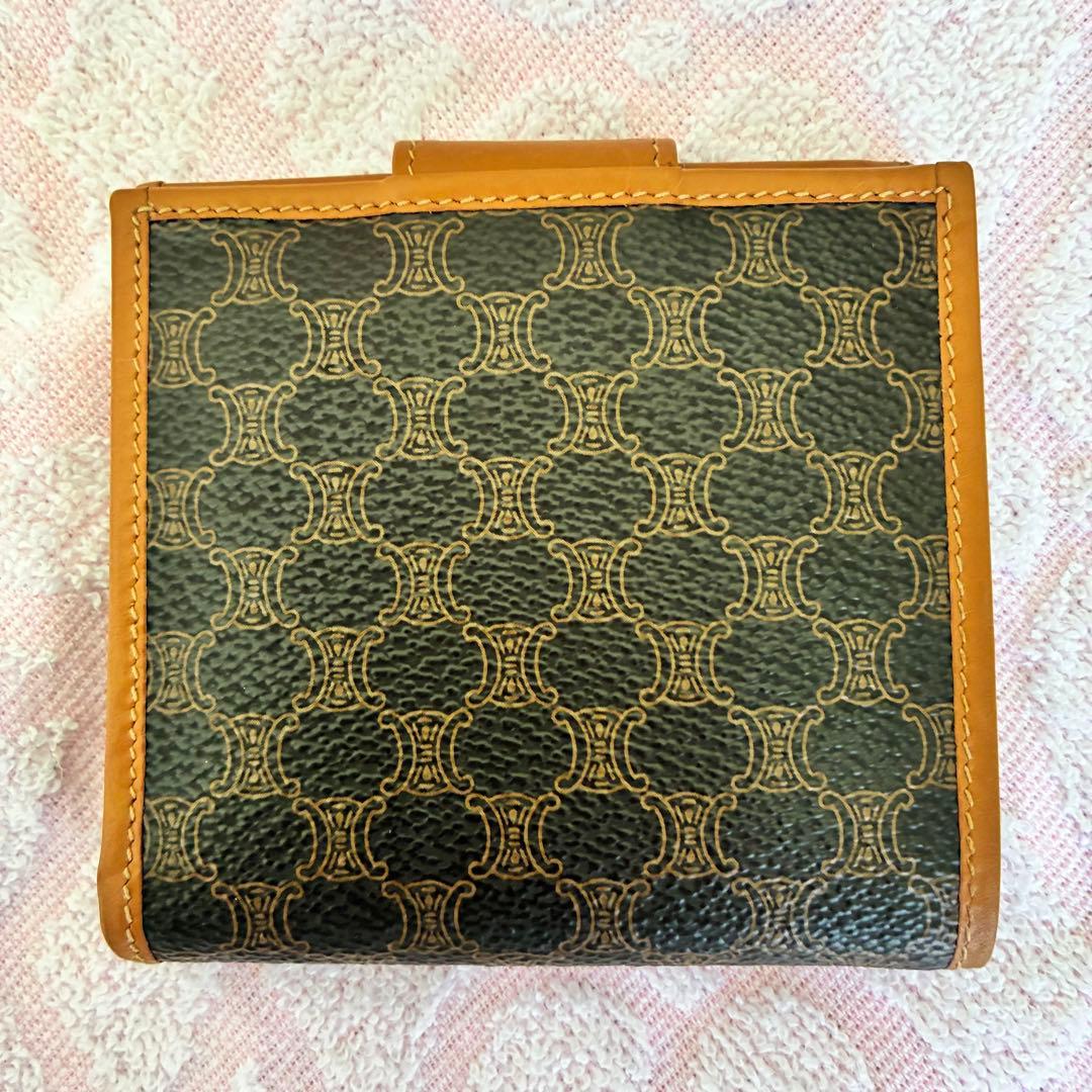 CELINE セリーヌ マカダム柄 二つ折り財布 コンパクトウォレット ブラウン
