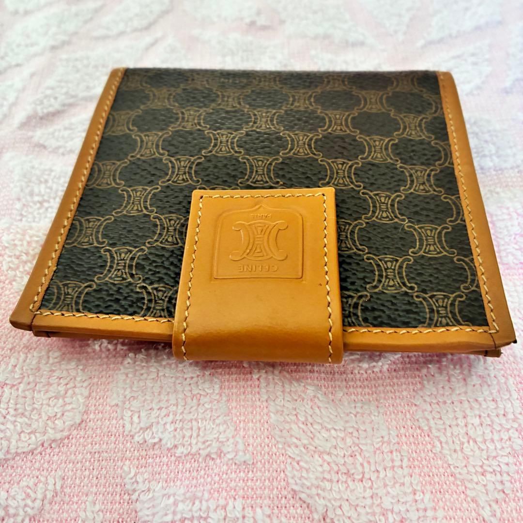 CELINE セリーヌ マカダム柄 二つ折り財布 コンパクトウォレット ブラウン