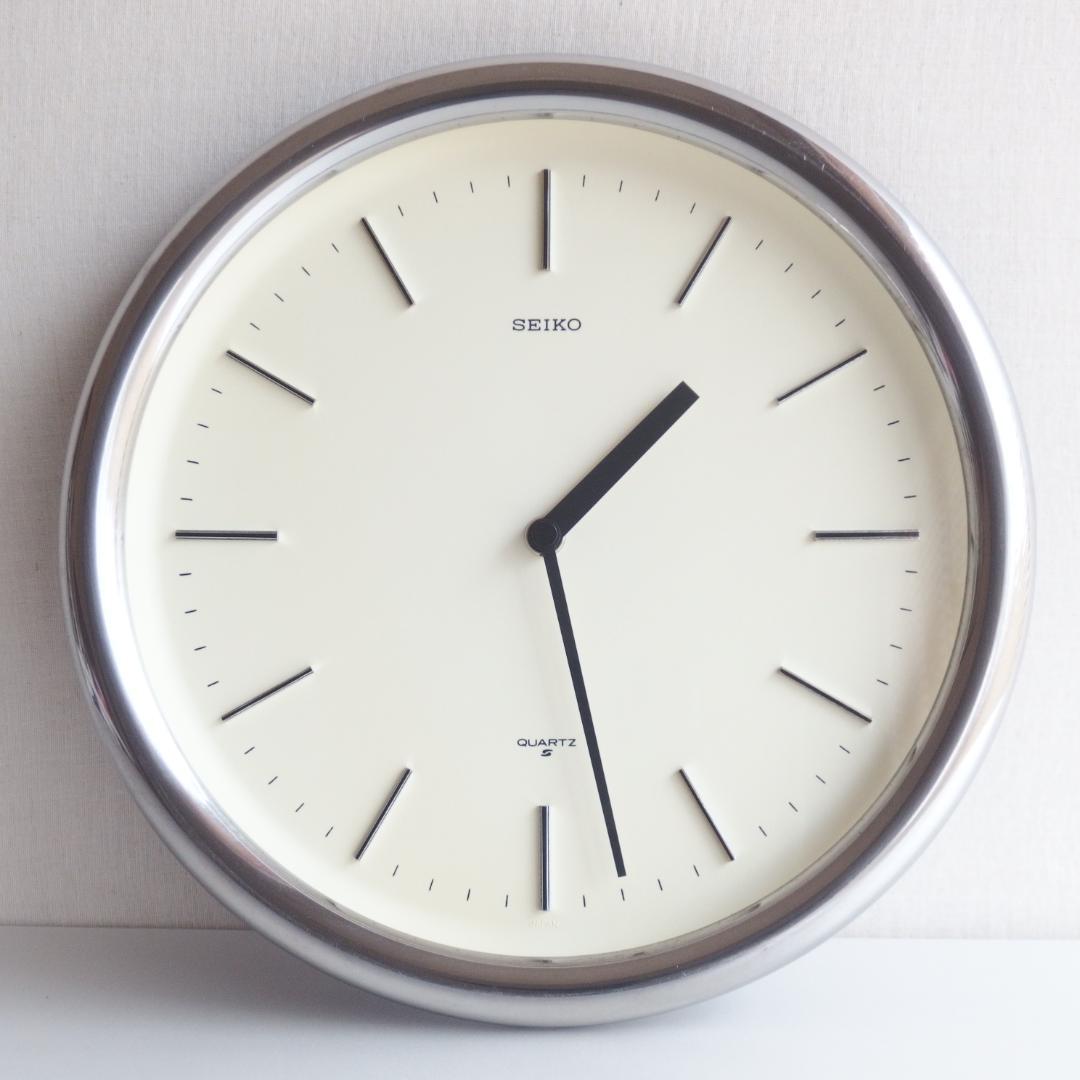 SEIKO シルバーの掛け時計 80s