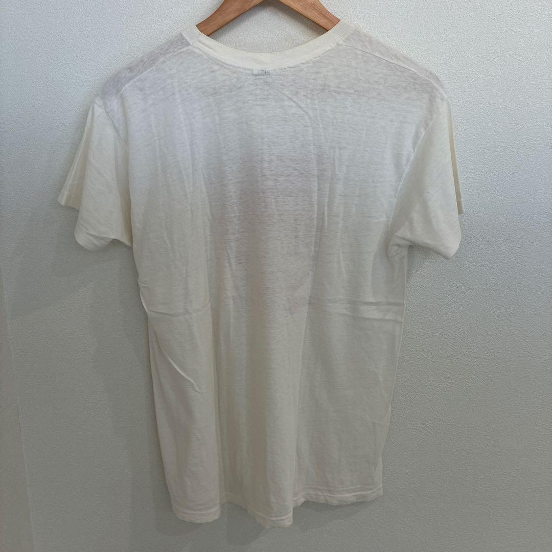 70'S USA製 Hanes Zippy 染み込みプリントT 白 sizeL