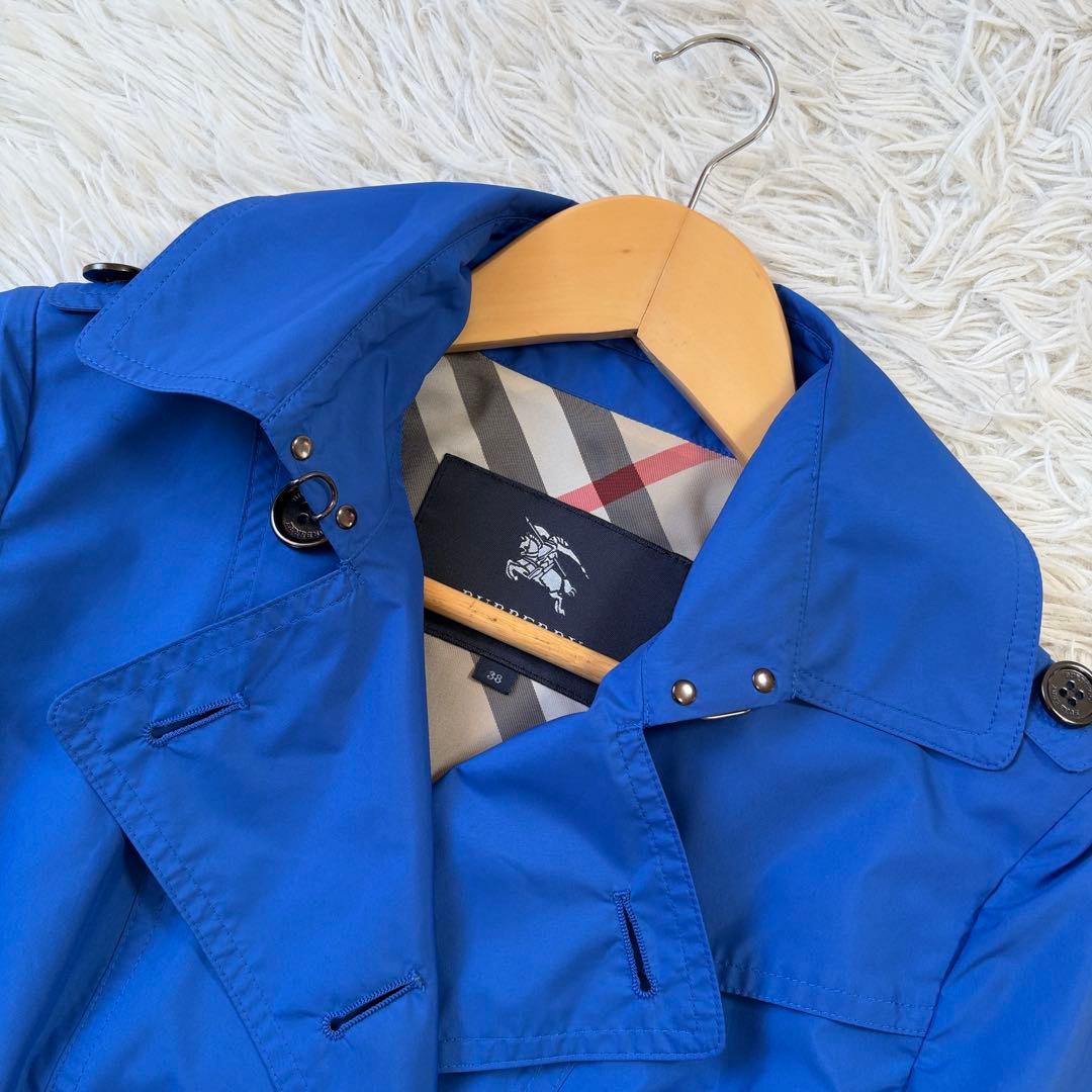 【美品/撥水/希少ブルー】BURBERRY トレンチコート プリーツ チェック