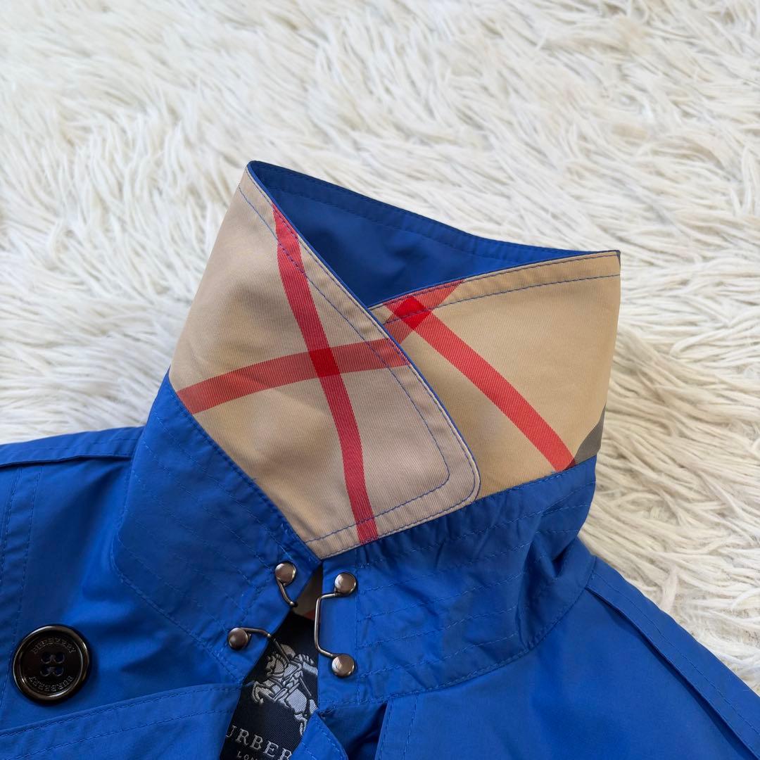 【美品/撥水/希少ブルー】BURBERRY トレンチコート プリーツ チェック