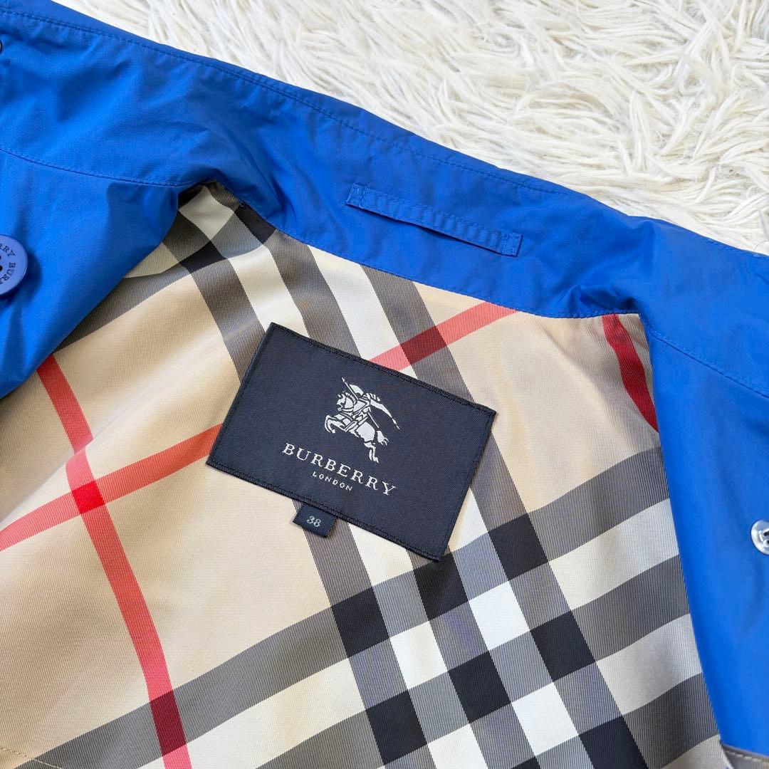 【美品/撥水/希少ブルー】BURBERRY トレンチコート プリーツ チェック