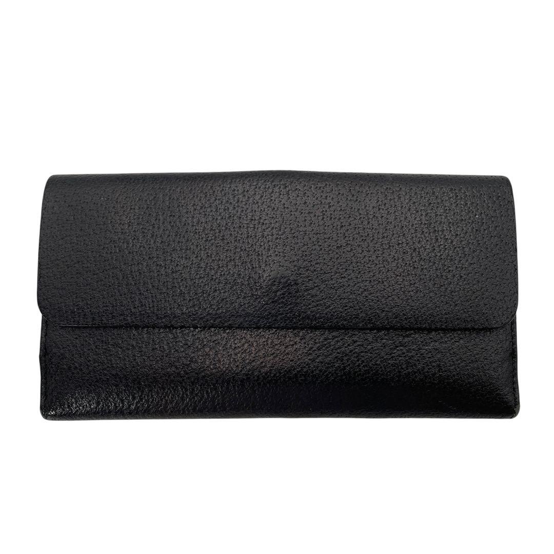 GUCCI グッチ ヴィンテージ レザー二つ折り 長財布 ブラック