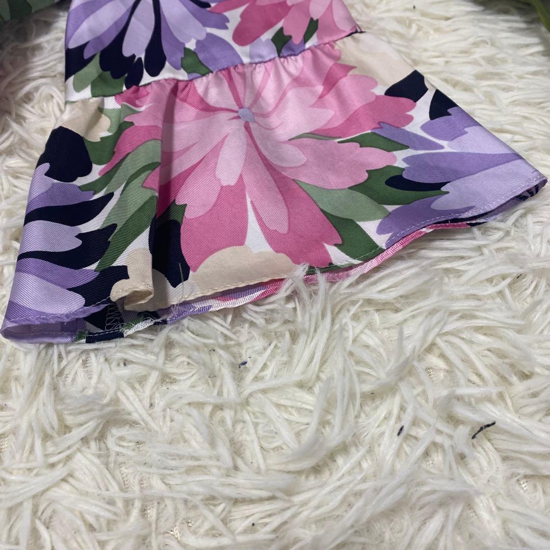 【M'S GRACY】 ワンピース 膝丈 七分袖 花柄 ウエストリボン ピンク