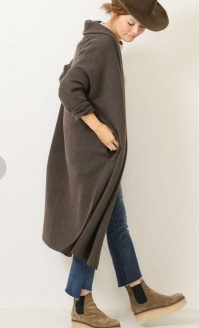 MUSE de Deuxieme Classe スムースニットガウンコート 茶