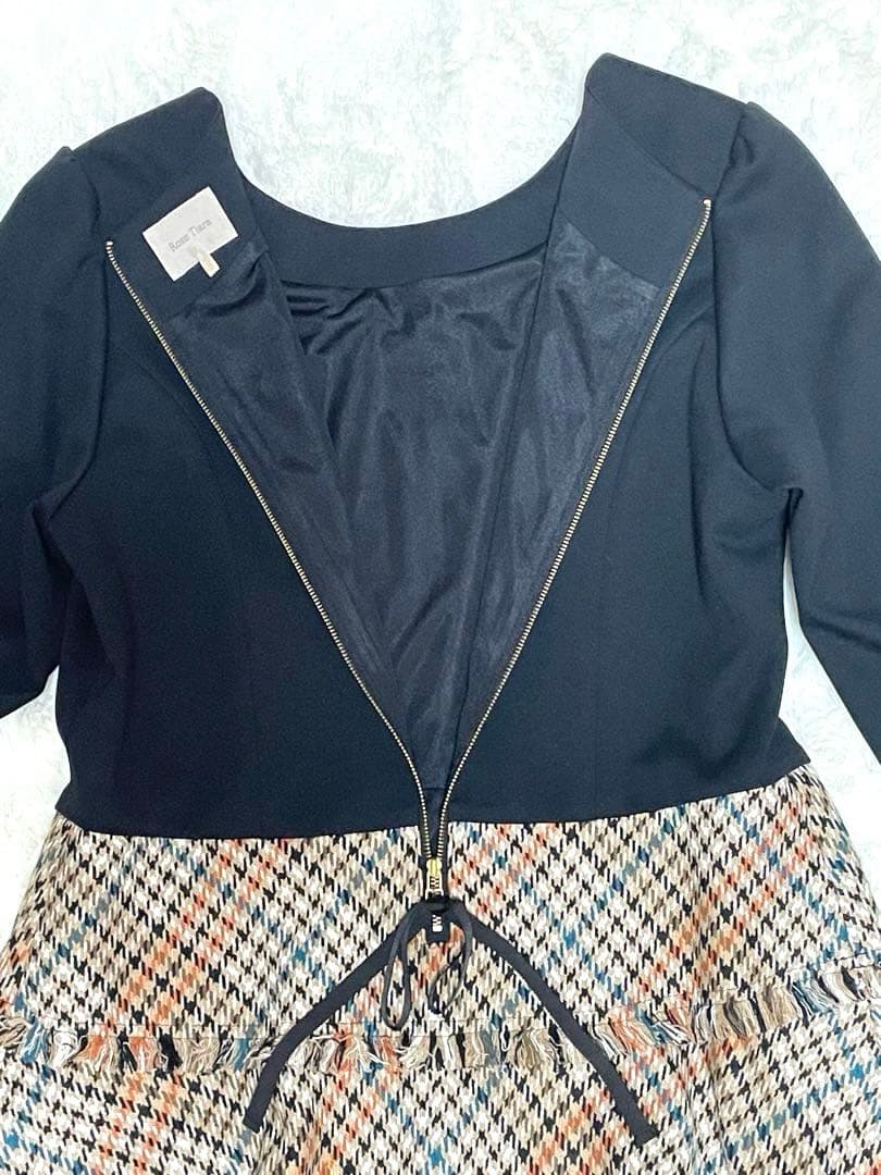 【美品/大きいサイズ】ローズティアラ⭐️ガンクラブ⭐️ワンピース⭐️42⭐️七分袖