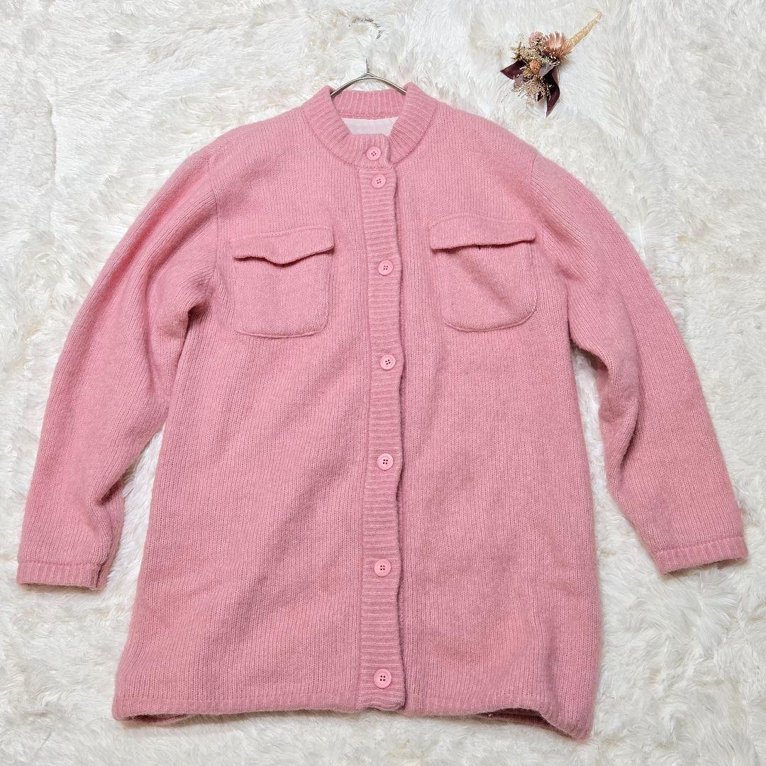 AMERI POCKET DETAIL KNIT CARDIGAN モヘヤ