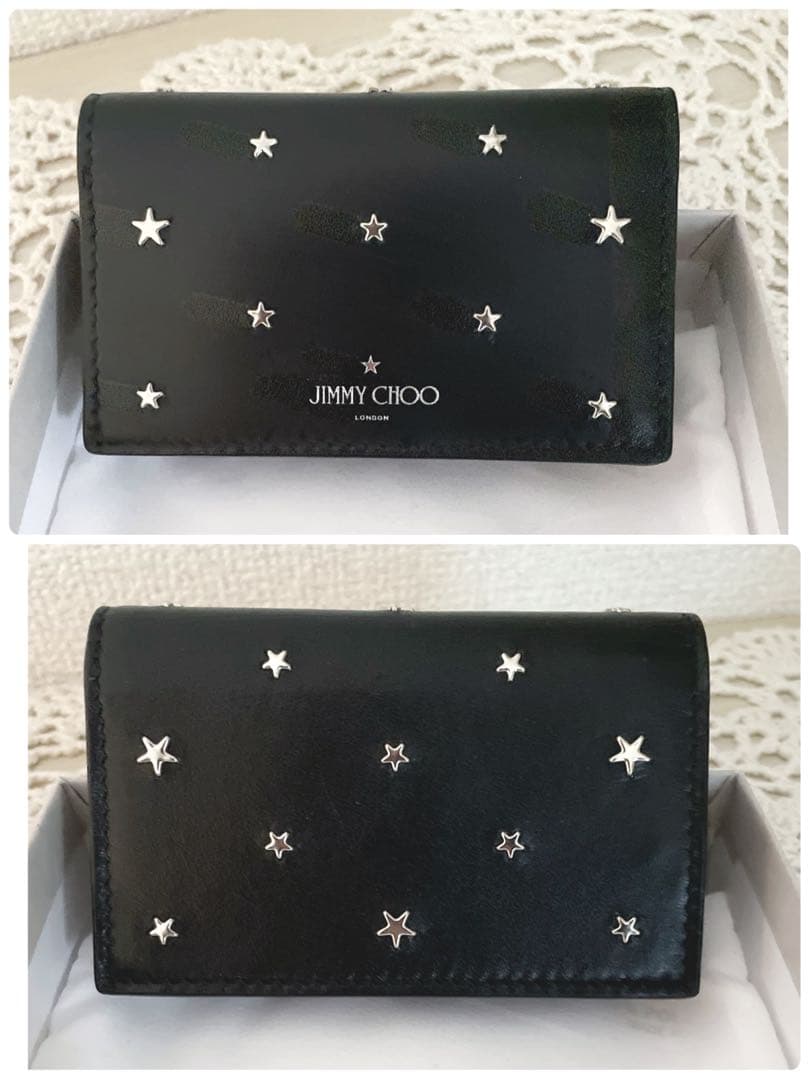 未使用級　ジミーチュウ　名刺入れ　カードケース　ブラック　フラットスター