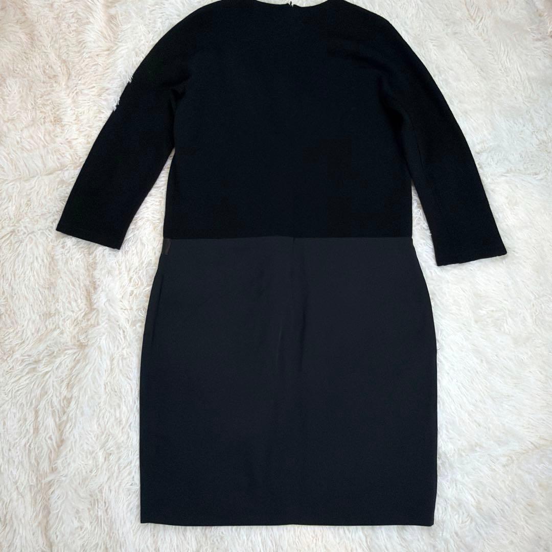 【美品】'S Max Mara レザー切替ワンピース ニット×コットン 黒 M