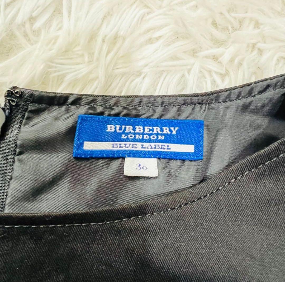 Burberry バーバリー ブルーレーベル 黒 ノースリーブ ワンピース 膝丈