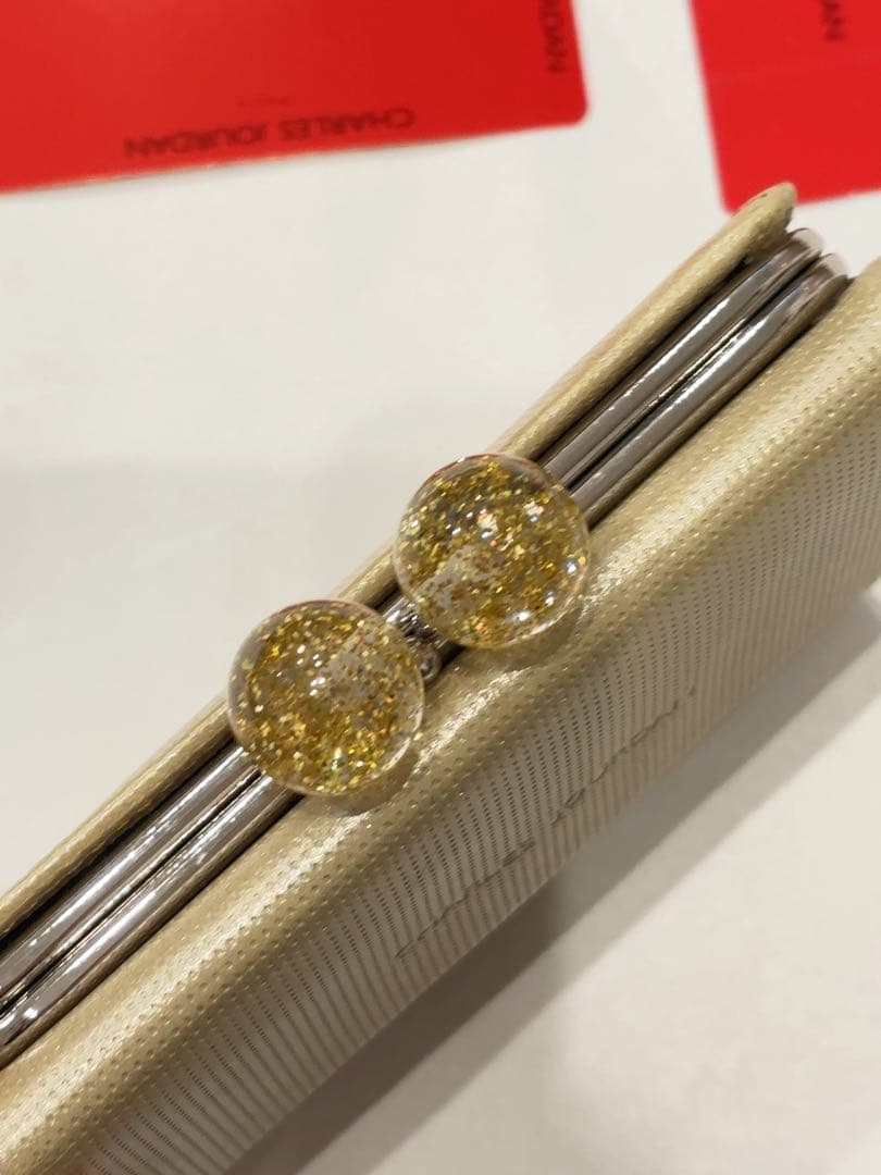 新品　シャルルジョルダン　キャンディ　がま口　二つ折り　財布　ゴールド　牛革