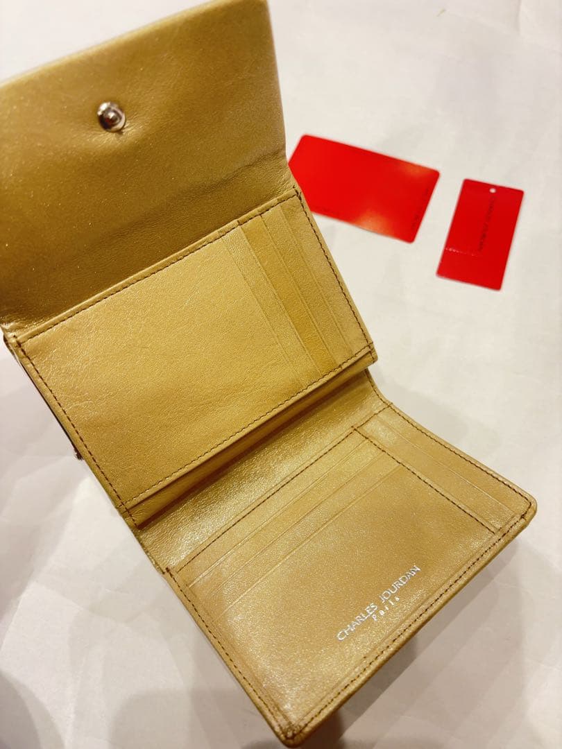 新品　シャルルジョルダン　キャンディ　がま口　二つ折り　財布　ゴールド　牛革