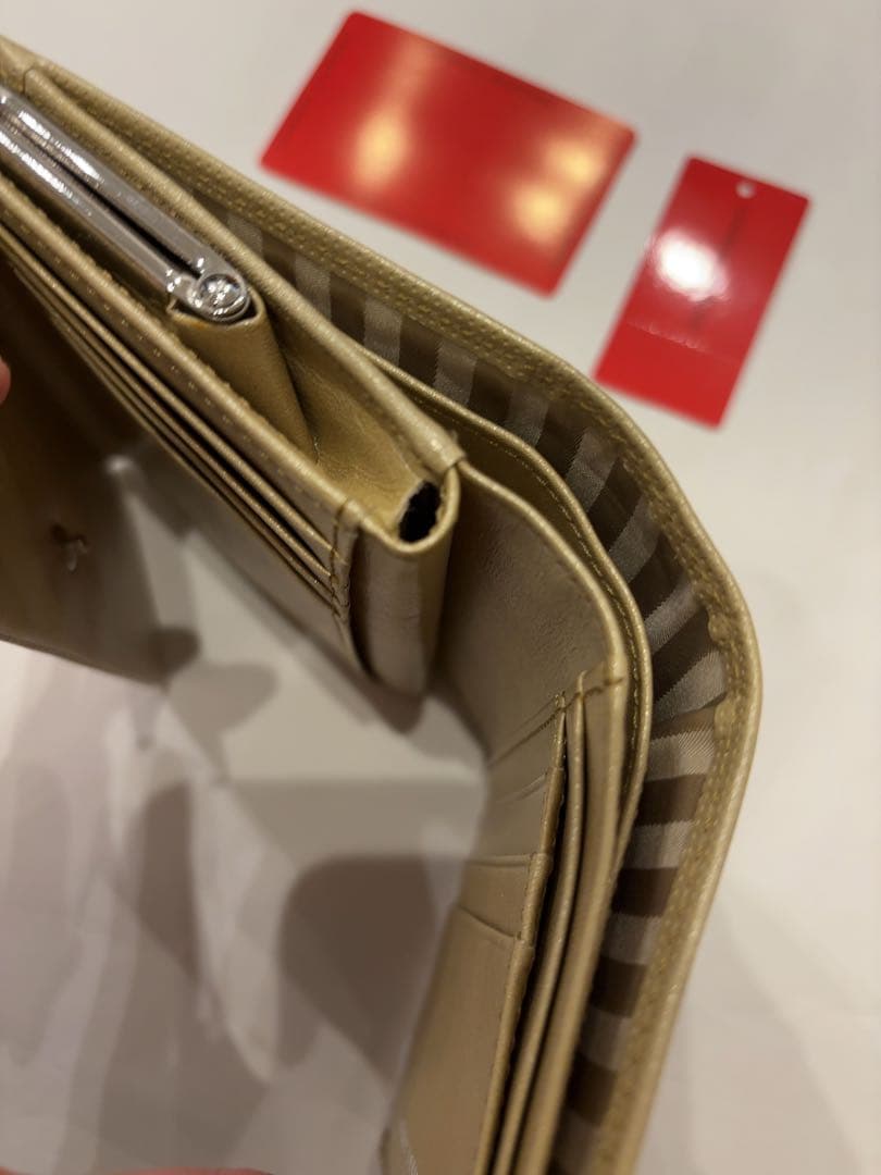 新品　シャルルジョルダン　キャンディ　がま口　二つ折り　財布　ゴールド　牛革