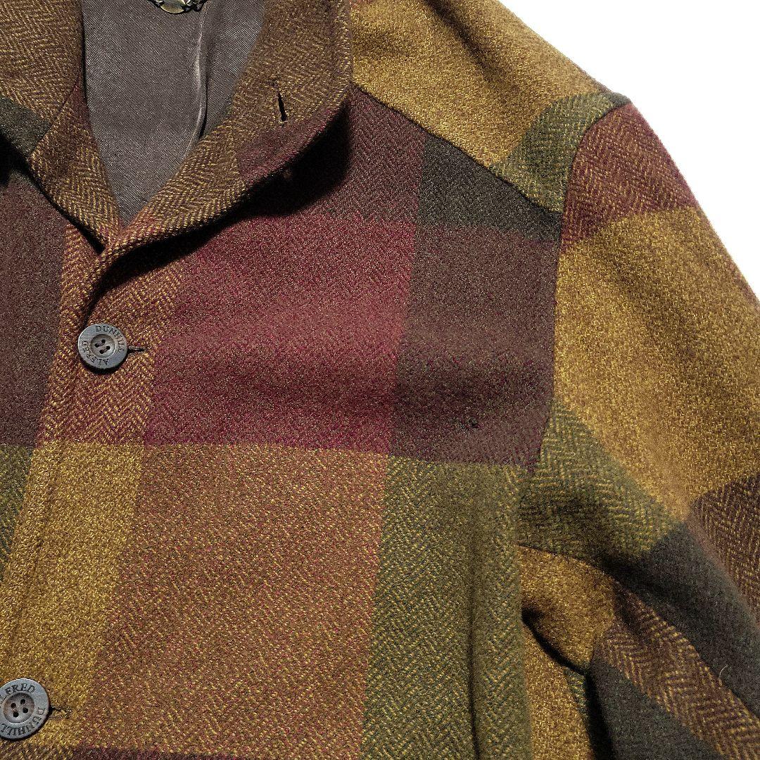 【希少 L相当】 dunhill　ウールジャケット チェック柄 エルボーパッチ