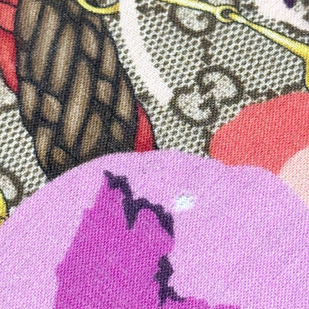 GUCCI グッチ　大判スカーフ　ウール　GG柄　パンジー　花柄　ピンク
