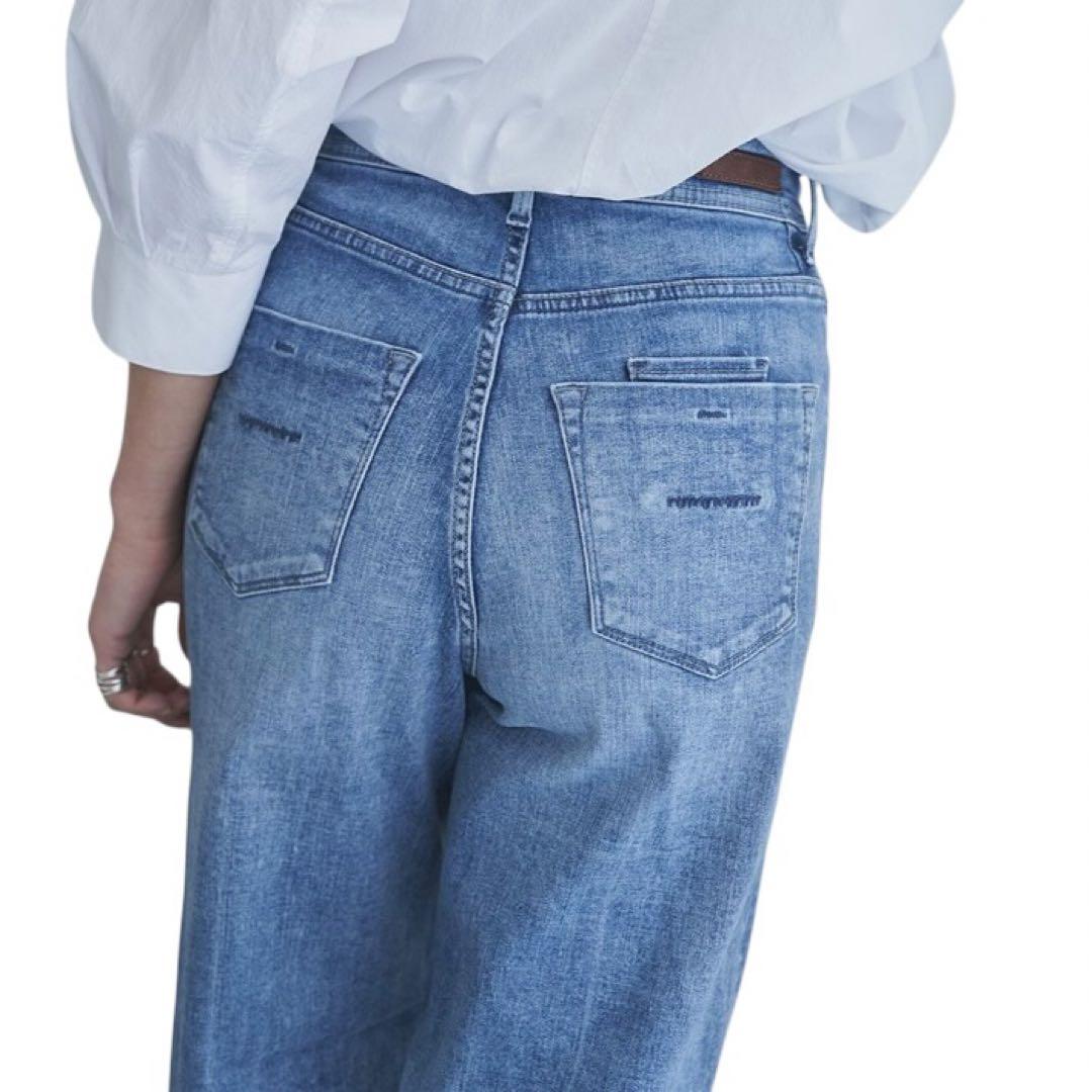 【美品】✨ヤヌーク ワイドフレアデニムパンツ インディゴ CVL 24