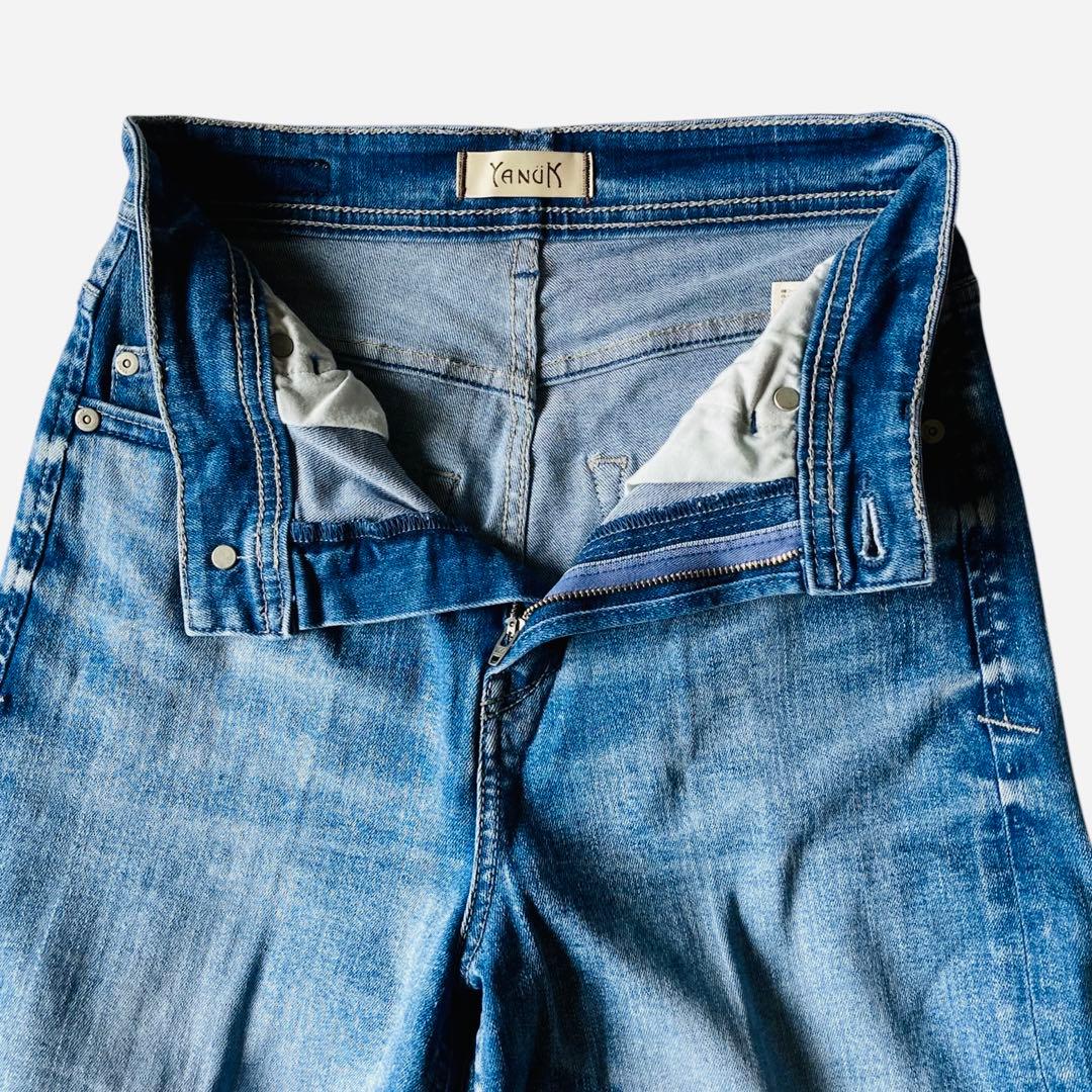 【美品】✨ヤヌーク ワイドフレアデニムパンツ インディゴ CVL 24