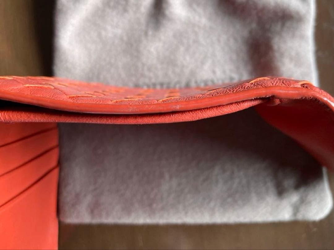 BOTTEGA VENETA 三つ折り財布 朱色系オレンジ 保存袋付