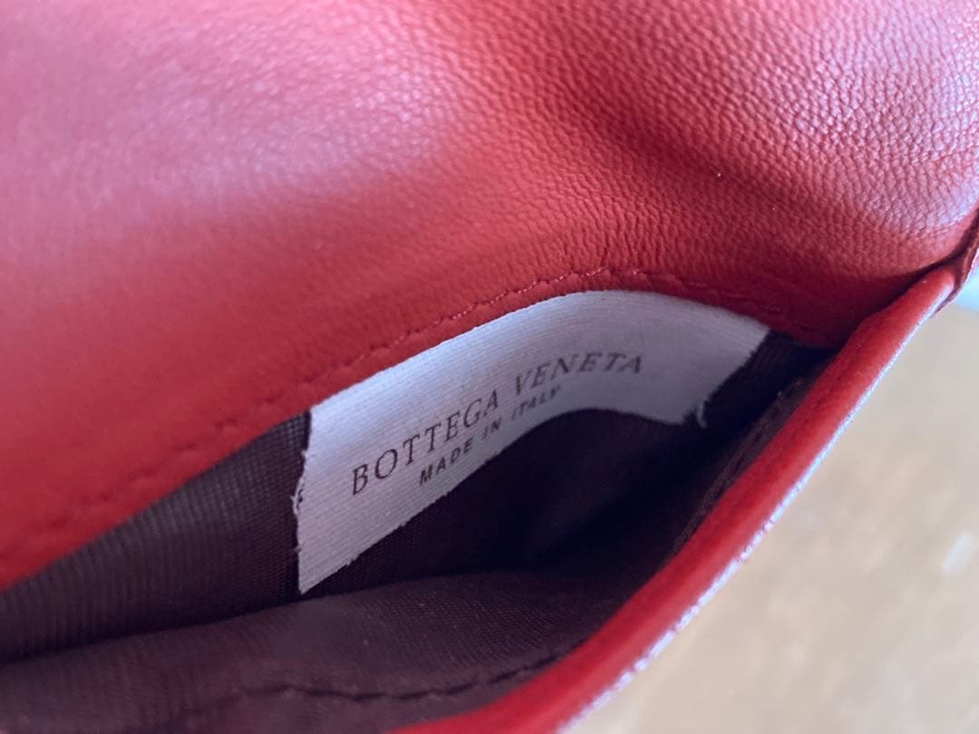 BOTTEGA VENETA 三つ折り財布 朱色系オレンジ 保存袋付