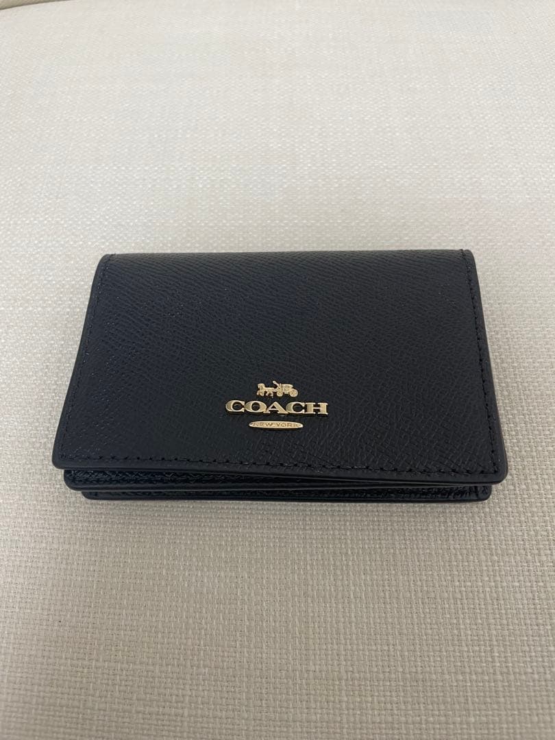 COACH ブラックレザー 名刺入れ 保存袋付き