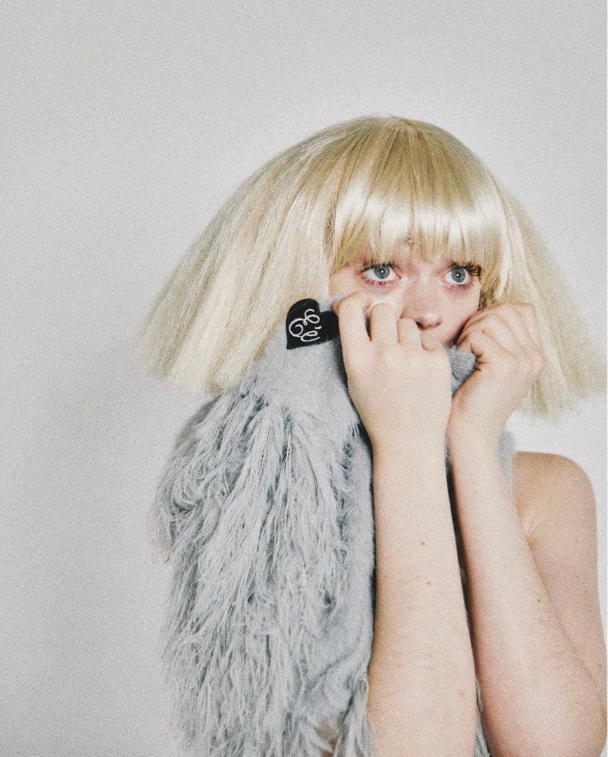 ♡Éé mohair fringe muffler gray
