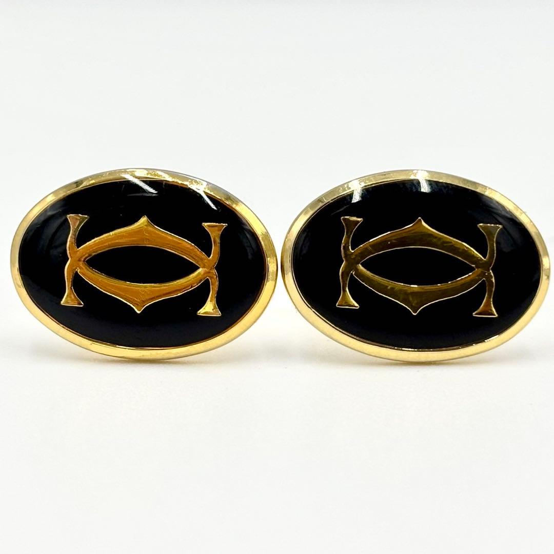 Cartier カルティエ マスト ブラック ゴールド ロゴ　カフス