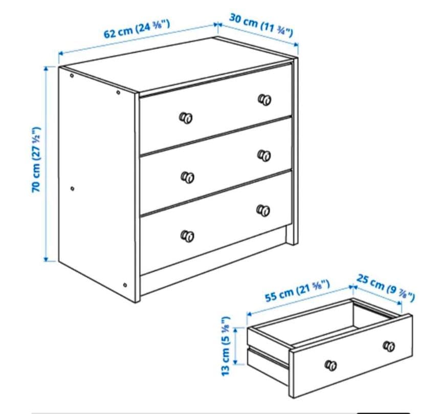 《送料込》イケア ラスト 3段チェスト タンス 無垢材 木製家具