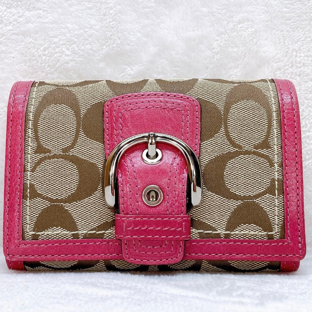 小物 Coach Soho Signature Wallet Pink y2k