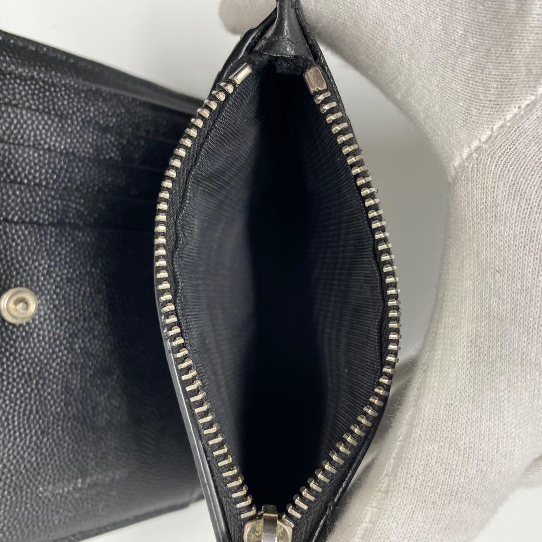 SAINT LAURENT 二つ折り財布　レザー　ブラック VSLロゴ