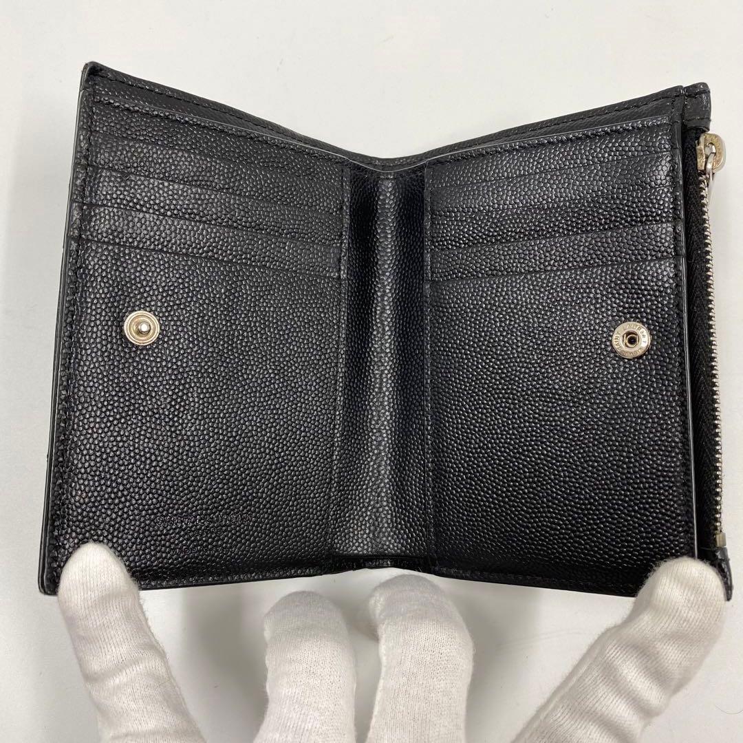 SAINT LAURENT 二つ折り財布　レザー　ブラック VSLロゴ