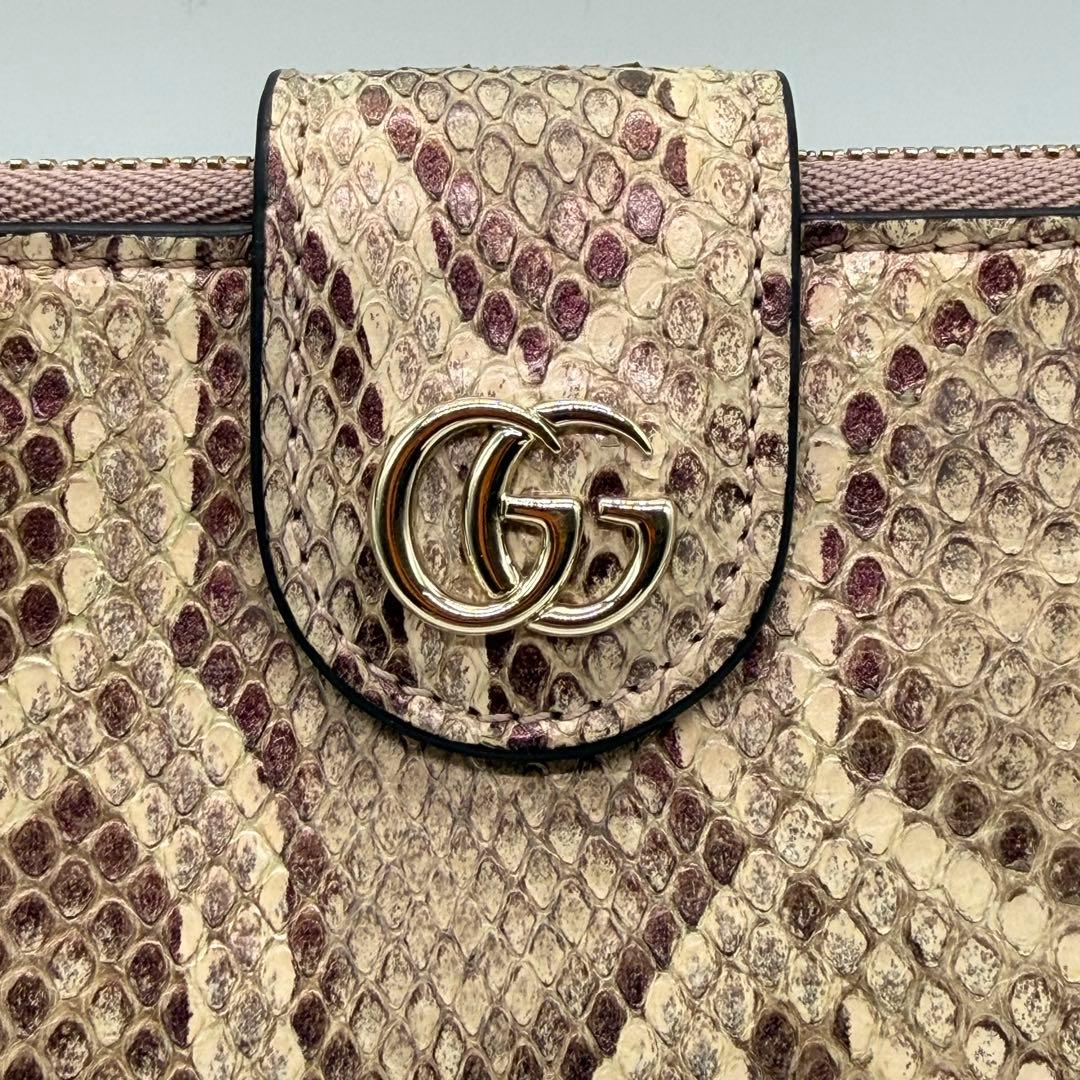 【美品】 GUCCI グッチ パイソンレザー マーモント 折り財布 w6