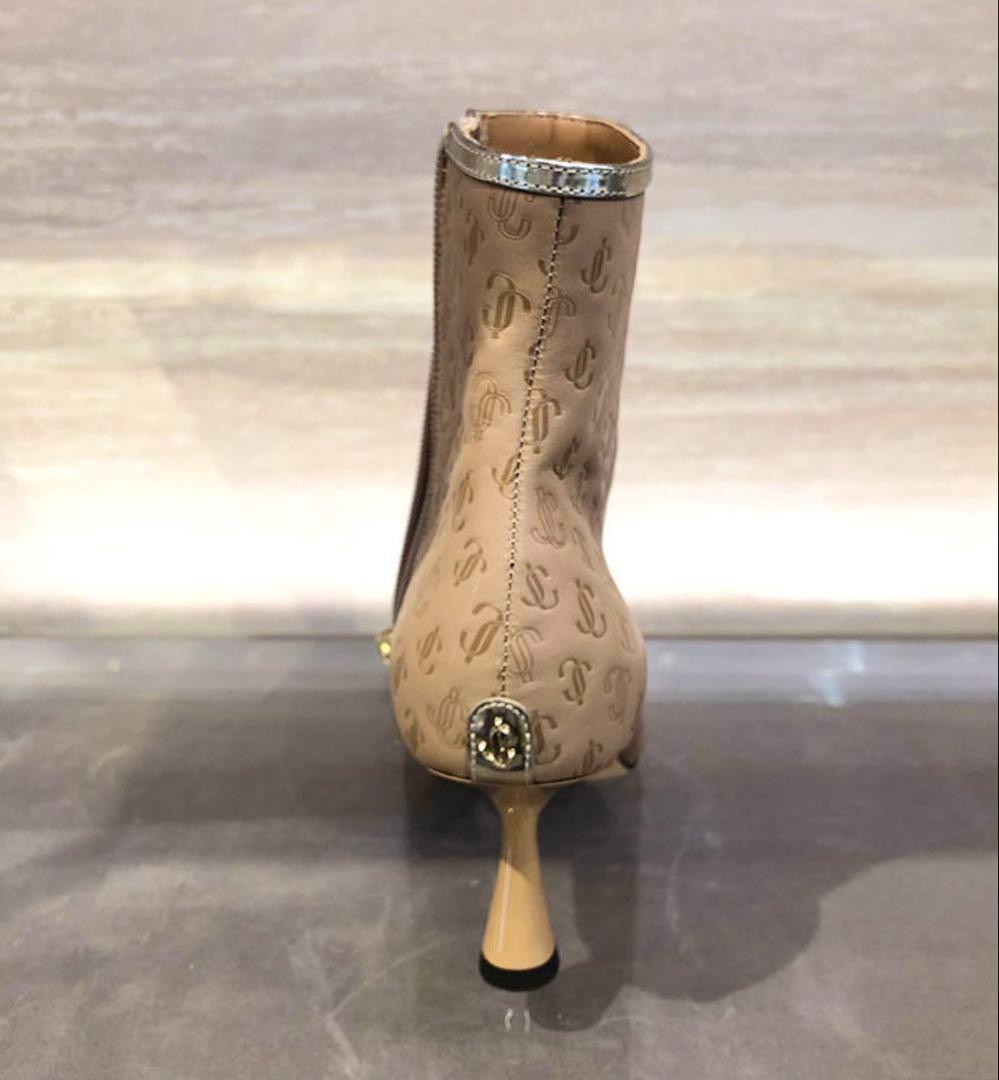 【新品】JIMMY CHOO モノグラムショートブーツ ブーティ ベージュ