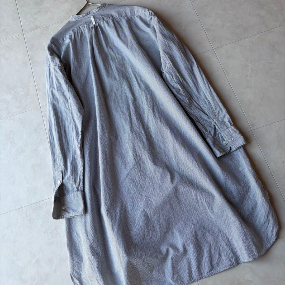 美品✨ZUCCa 贅沢ボタニカル刺繍 ストライプ ロングシャツワンピース M