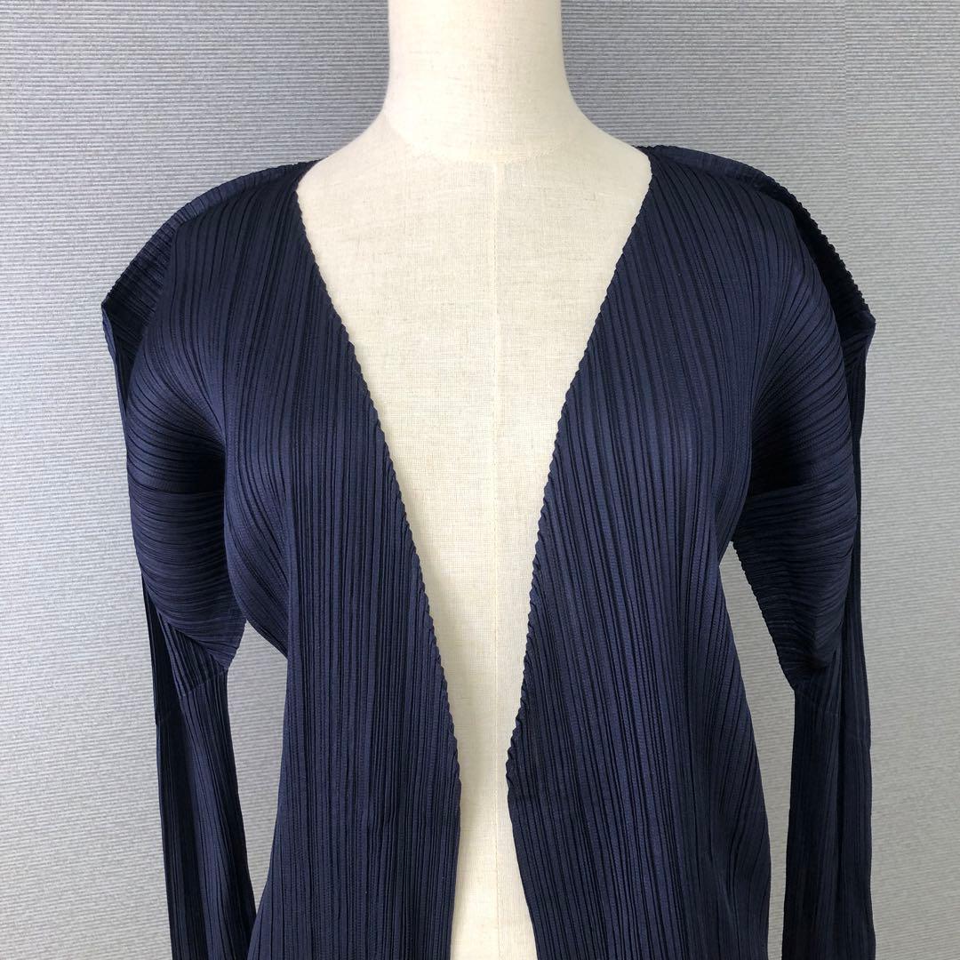 PLEATS PLEASE 長袖カーディガン 3 ネイビー