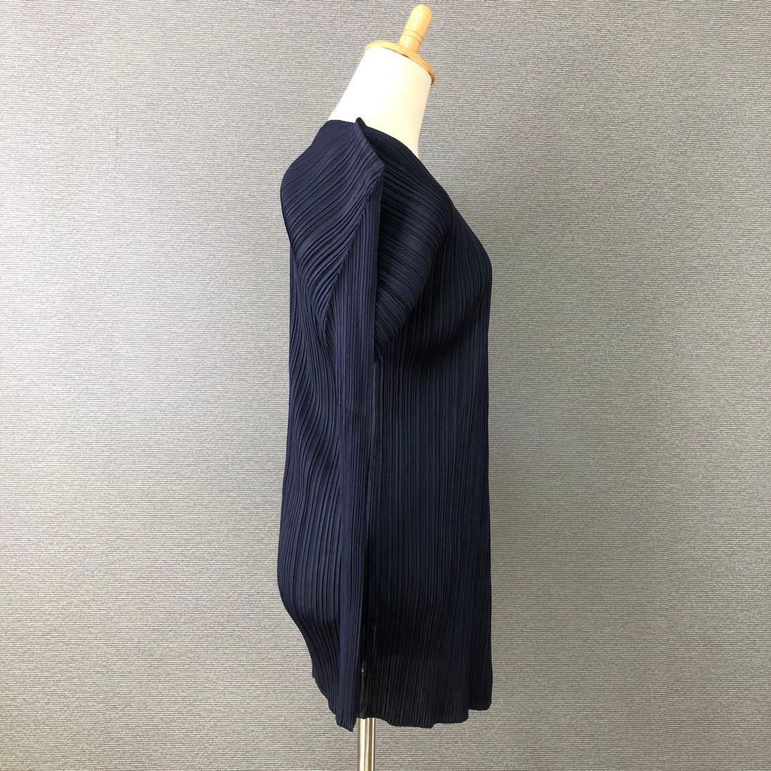 PLEATS PLEASE 長袖カーディガン 3 ネイビー