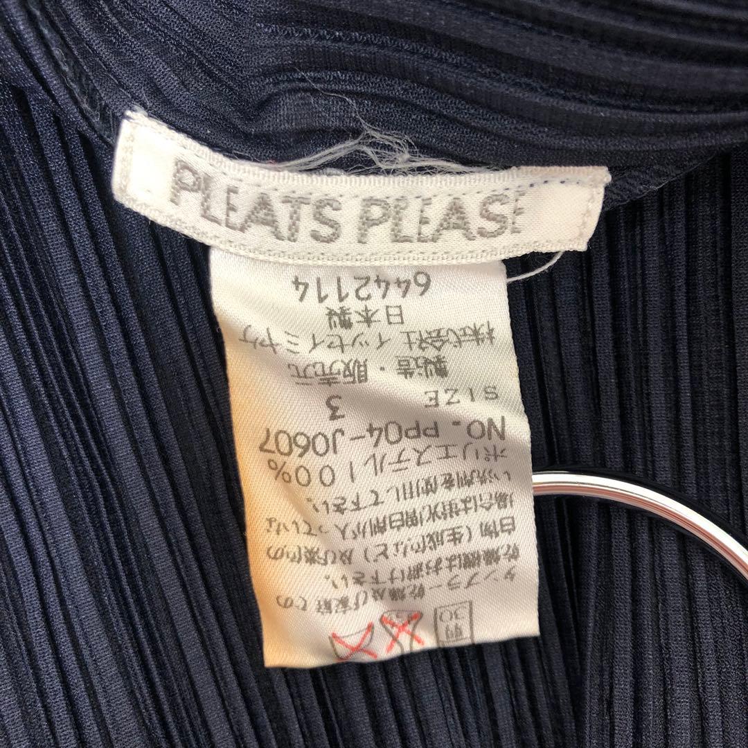 PLEATS PLEASE 長袖カーディガン 3 ネイビー