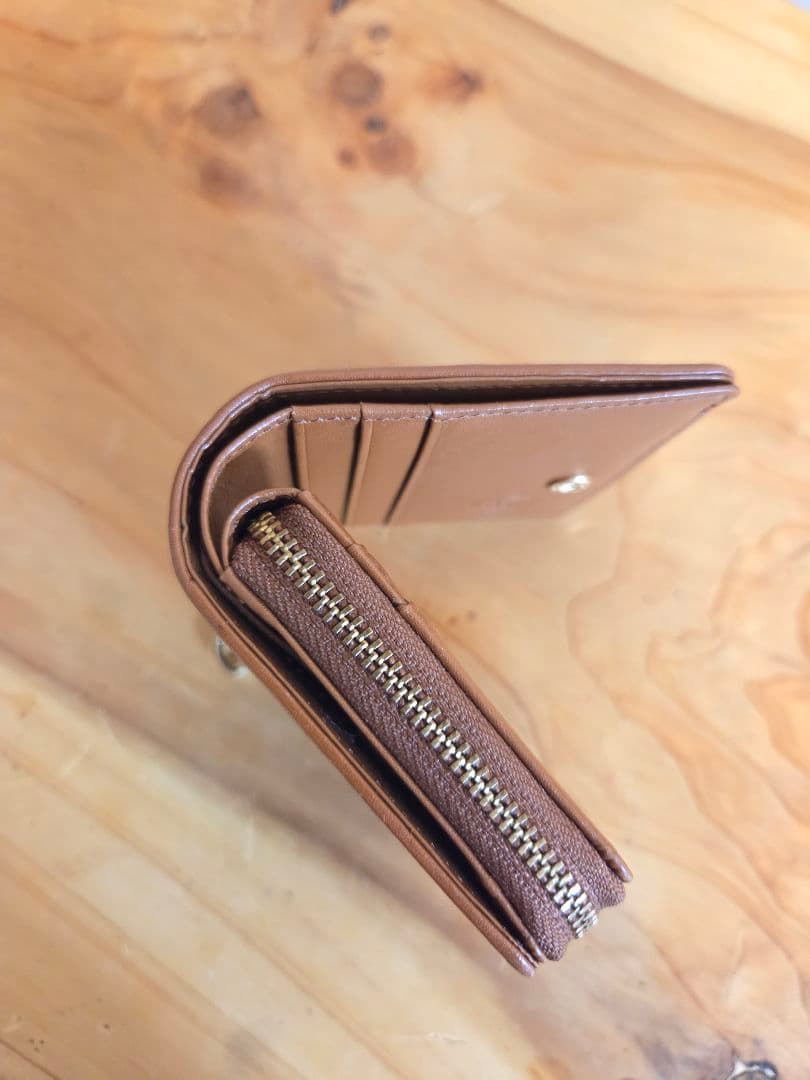 russet ラシット 三つ折りミニ財布 モノグラム ネイビー×ブラウン レザー