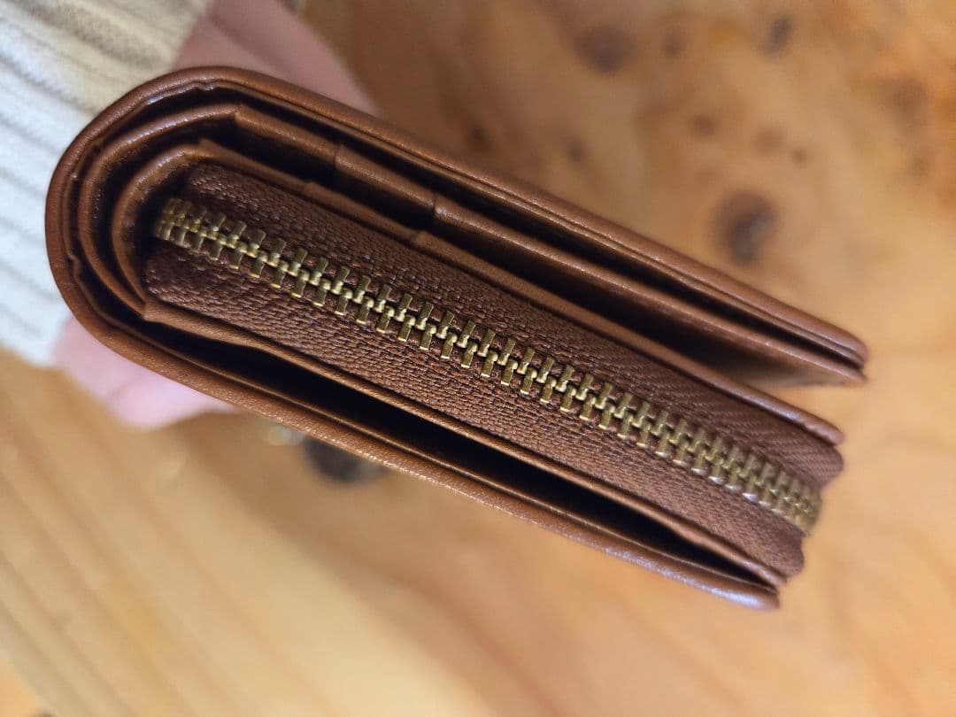 russet ラシット 三つ折りミニ財布 モノグラム ネイビー×ブラウン レザー