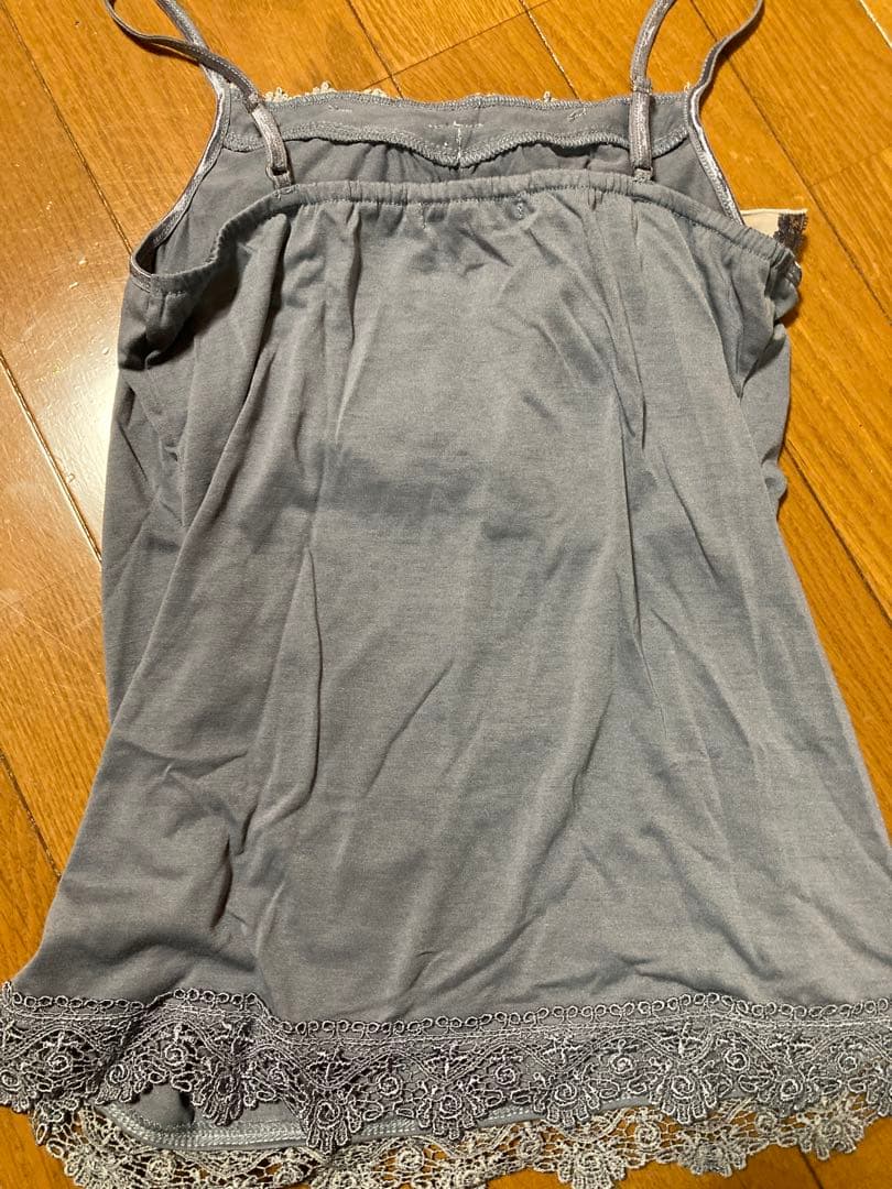 axes femme♡ビッグリボンキャミソール♡くすみブルー♡巻きバラ❤︎