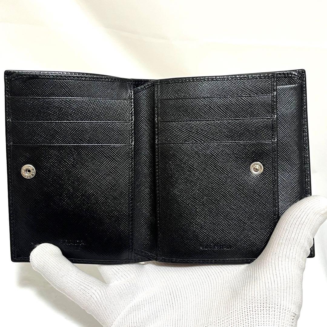 【あ】【美品】PRADA プラダ サフィアーノレザー 二つ折り財布