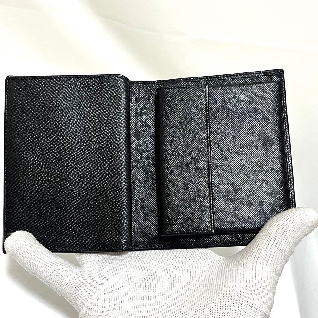 【あ】【美品】PRADA プラダ サフィアーノレザー 二つ折り財布