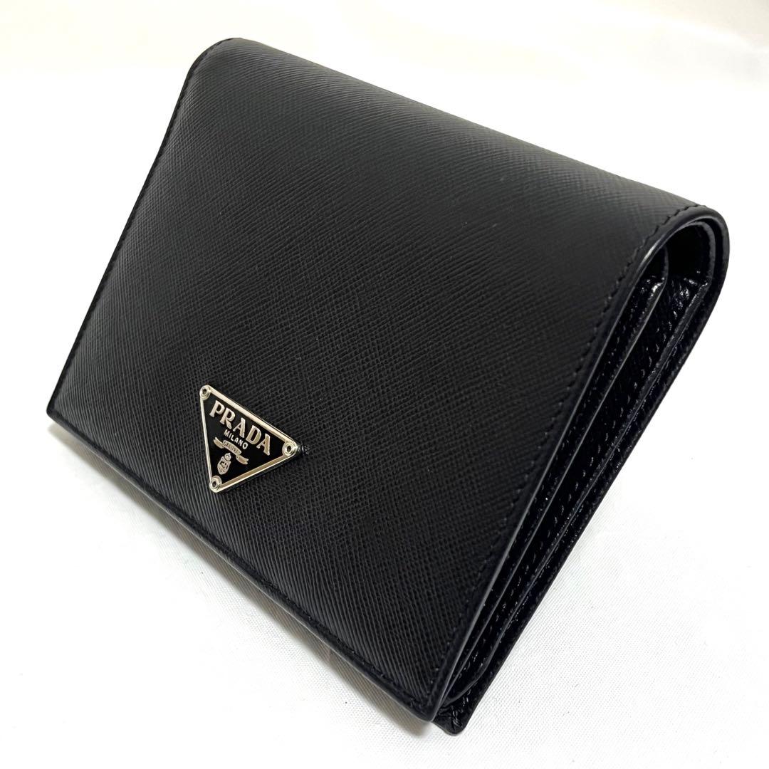 【あ】【美品】PRADA プラダ サフィアーノレザー 二つ折り財布