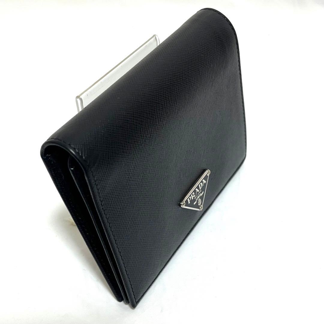 【あ】【美品】PRADA プラダ サフィアーノレザー 二つ折り財布
