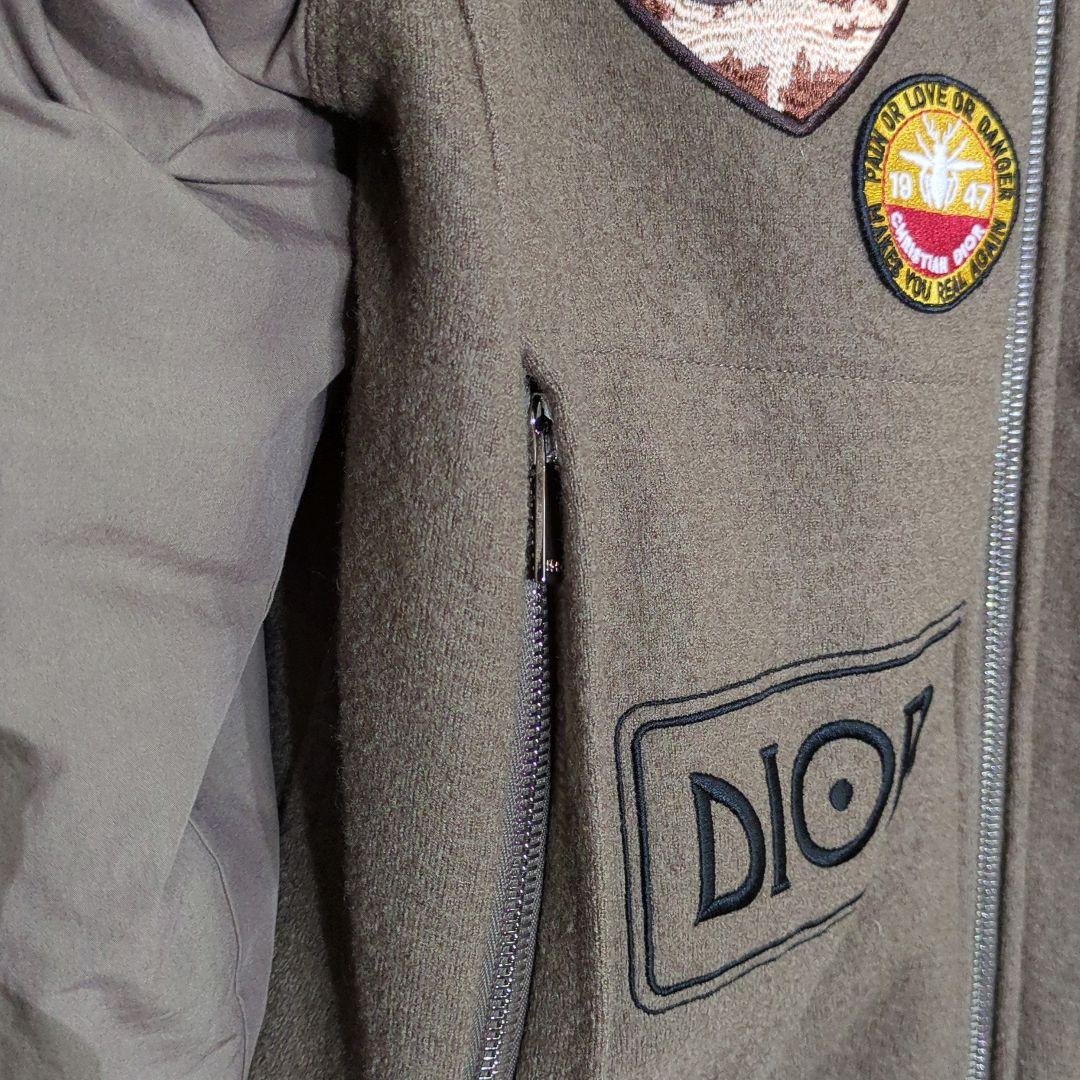 ディオール DIOR ほぼ新品 ブルゾン S 茶 ブラウン 刺繍 ワッペン多数
