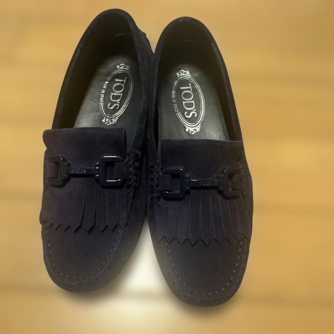 TOD'S ダークブルー フリンジローファー