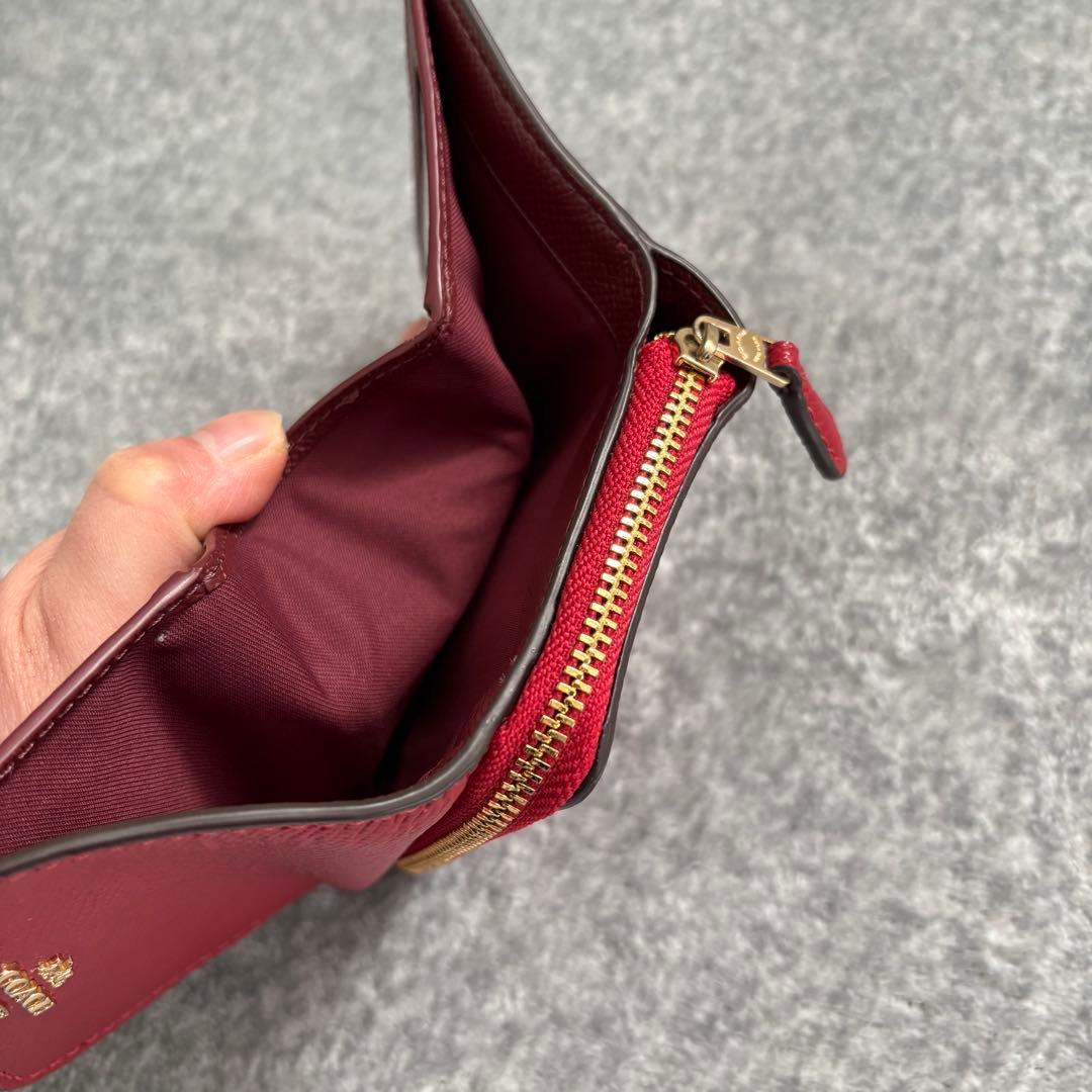 COACH 三つ折り財布 ワインレッド 保存袋付き