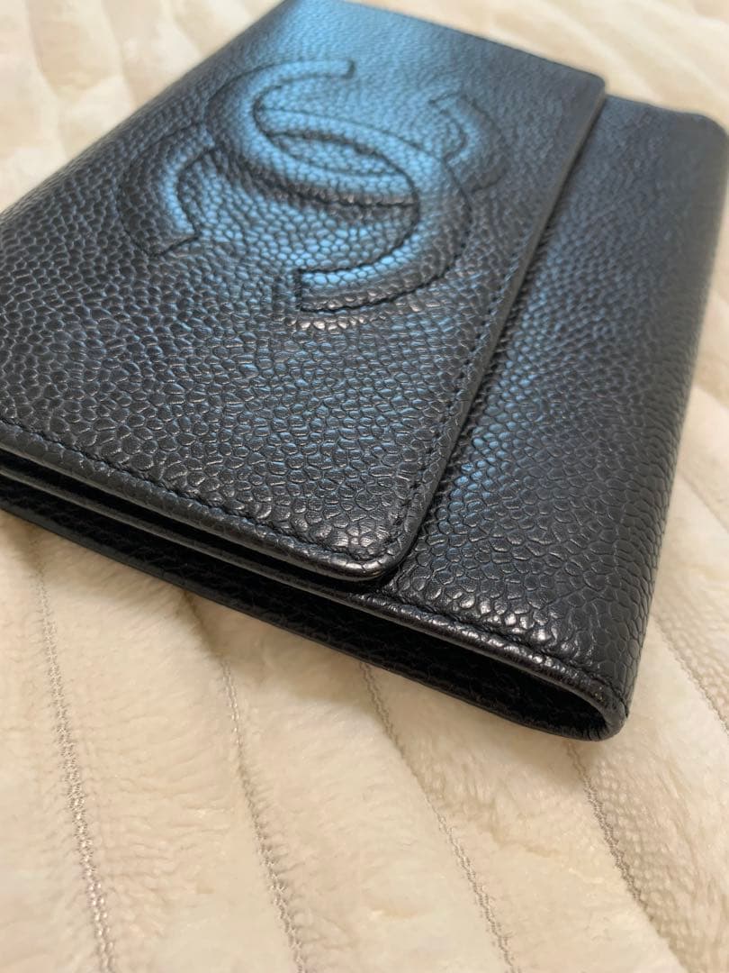 【美品】CHANEL シャネル・黒レザー 三つ折り財布