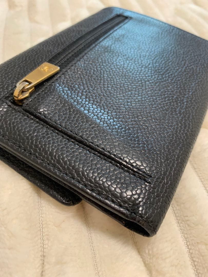 【美品】CHANEL シャネル・黒レザー 三つ折り財布