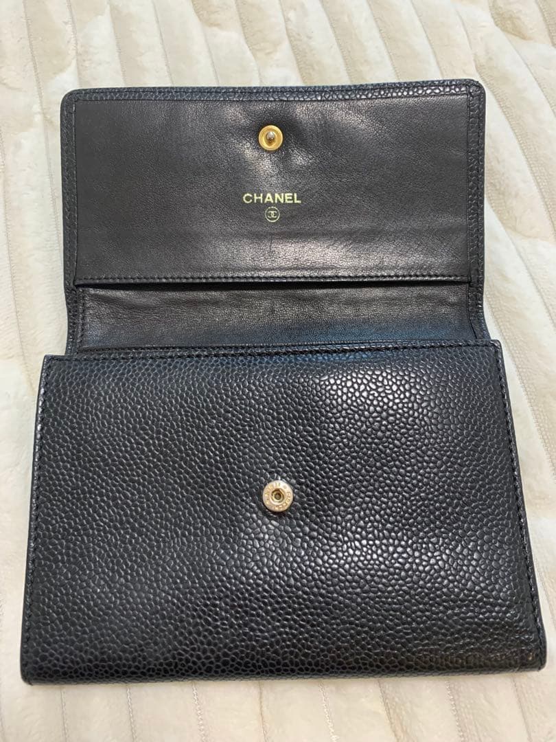 【美品】CHANEL シャネル・黒レザー 三つ折り財布